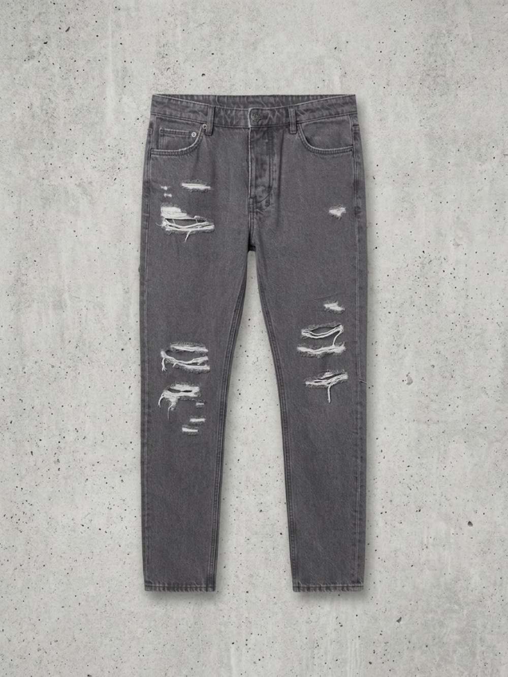 Ksubi Men’s 33” Grey Distressed Ripped Jeans Cross Dollar Sign Denim